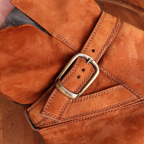 Paul Green Boots Womens SZ UK 6 US 8.5 Brown Denver Suede Ankle Zip Western Moto - Picture 8 of 16